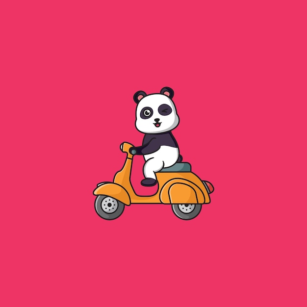 Panda Scooter Mascot Logo Design