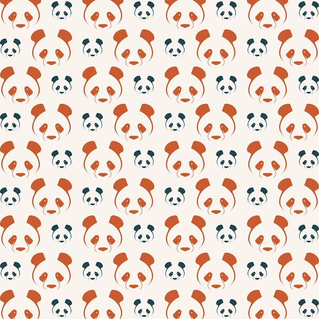 Panda seamless pattern repeating colorful elements trendy vector illustration background