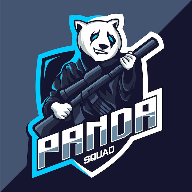 Panda squad with gun mascot esport logo design