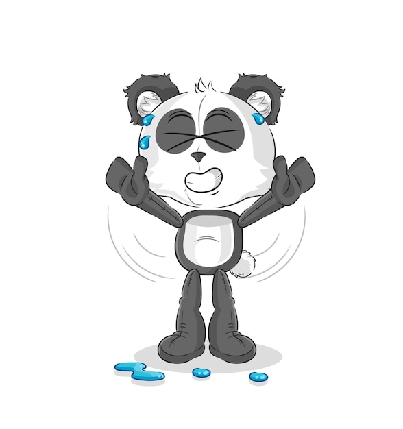 Panda stretching character cartoon mascot vector