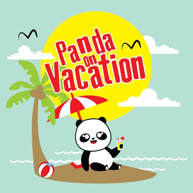 Panda on vacation design best for tshirt sticker mascot and etc