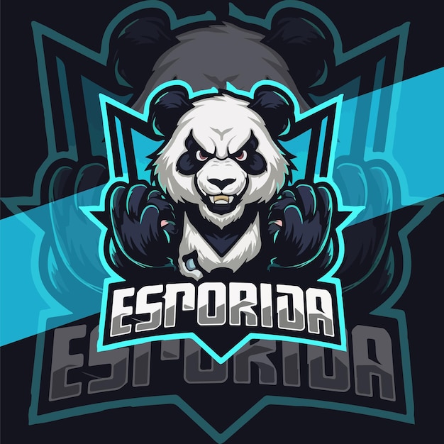 Vector panda warrior mascot esport logo design for you