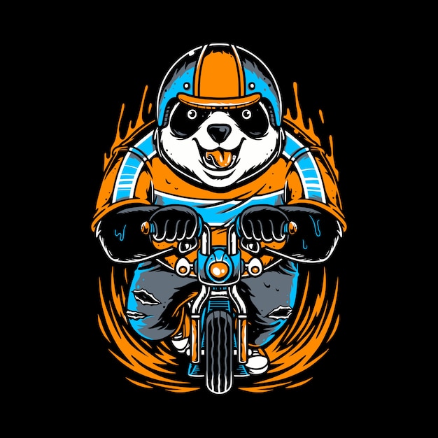 Panda wearing a helmet playing a small bicycle