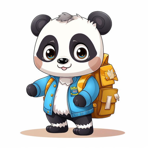 Panda wearing schoolbag