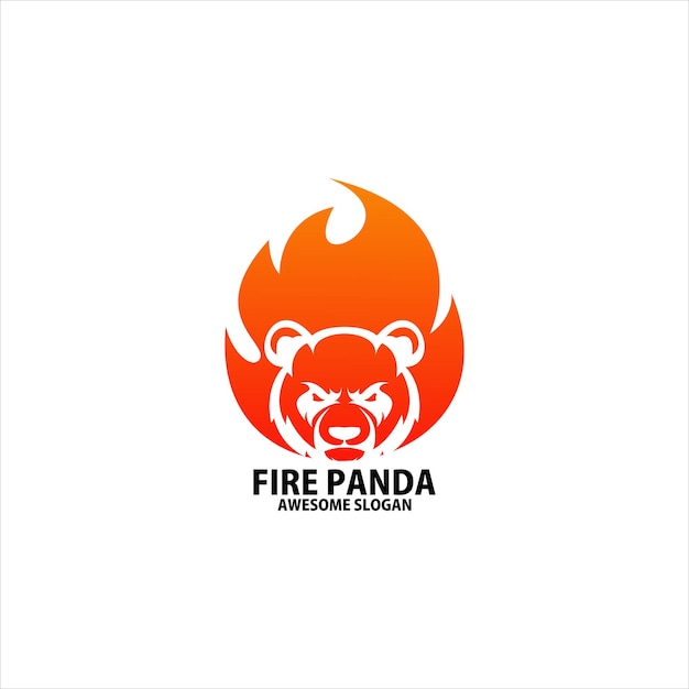 Vector panda with fire gradient design