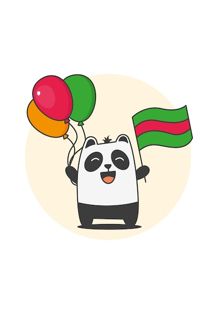 Panda with flag Flat style design vector