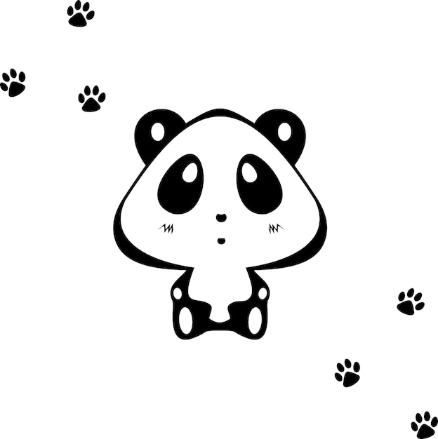 Panda with footprints