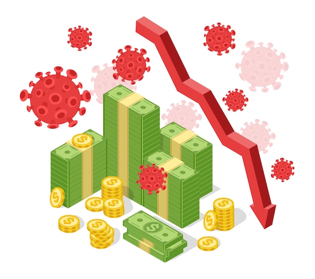 Pandemic global economic crisis Declining arrow chart Financial collapse due coronavirus covid-19