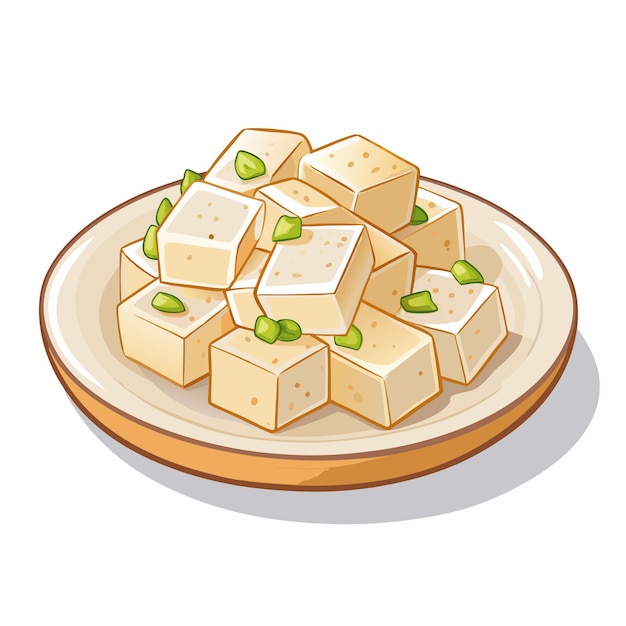 Paneer Dairy Food Vector Drawing Style