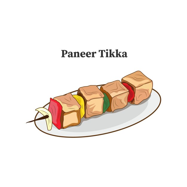 Vector paneer tikka food vector