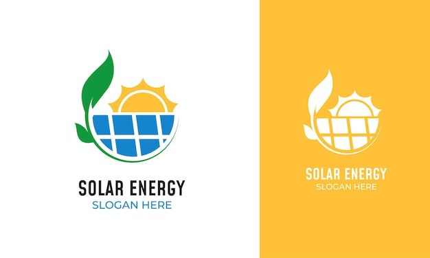 Panel solar logo with nature or green concept