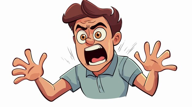 Panicking Cartoon Man Vector Illustration