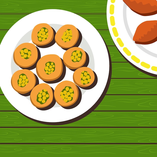 Panipuri flat style illustration vector design