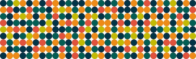 Panoramic abstract background of colorful circles web template Bauhaus style Vector