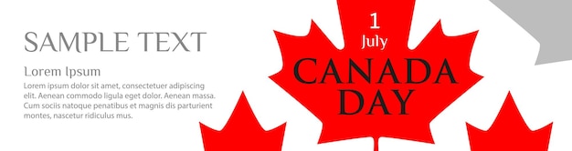 Panoramic banner for canada day red maple leaves on a white background template with place for your