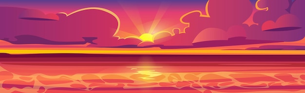 Vector panoramic landscape sunny bright sandy beach - vector illustration