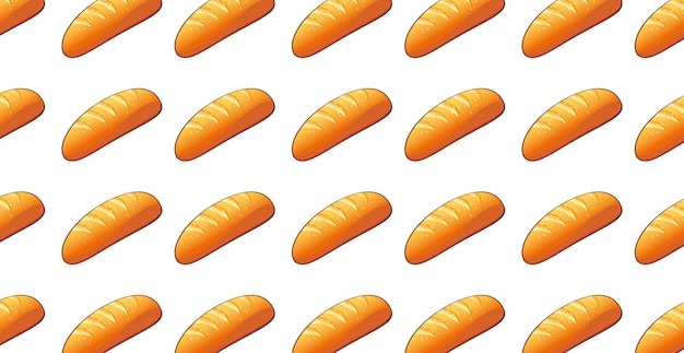 Panoramic pattern Bread baguette bakery on a white background Vector