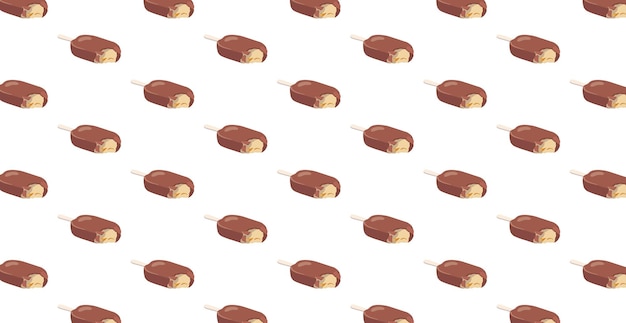 Panoramic pattern of ice cream on a stick on a white background Vector