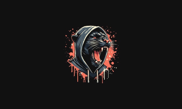 panther angry wearing hoodie vector artwork design