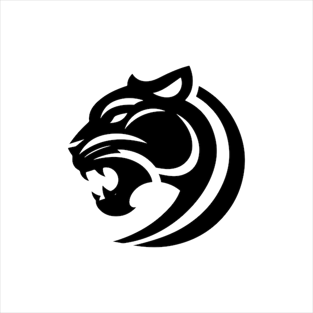 panther modern logo design black and white color