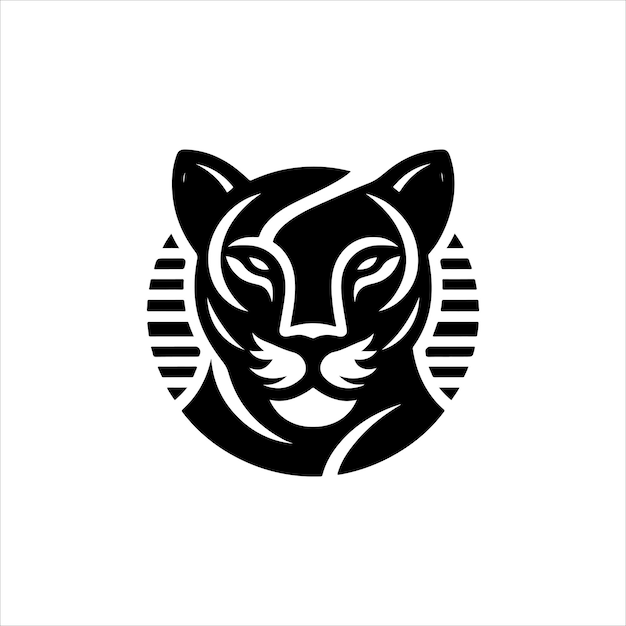 panther modern logo design black and white color