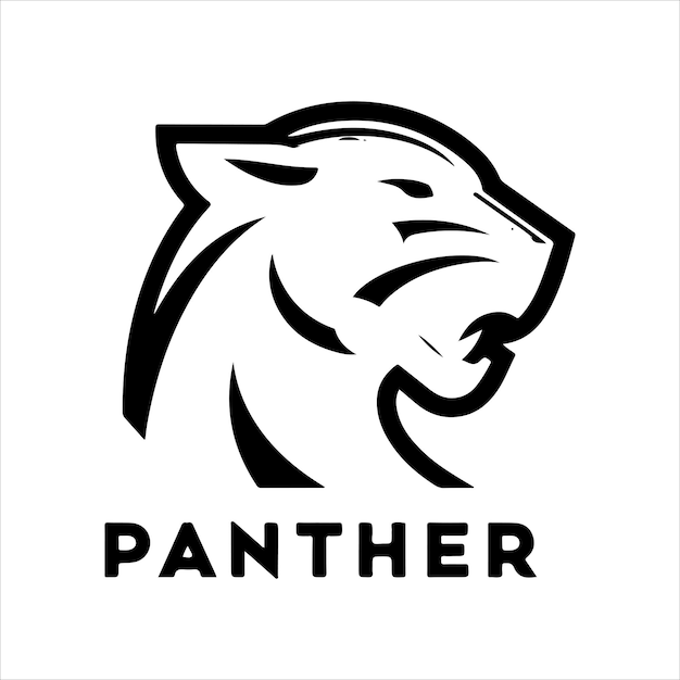 panther modern logo design black and white color