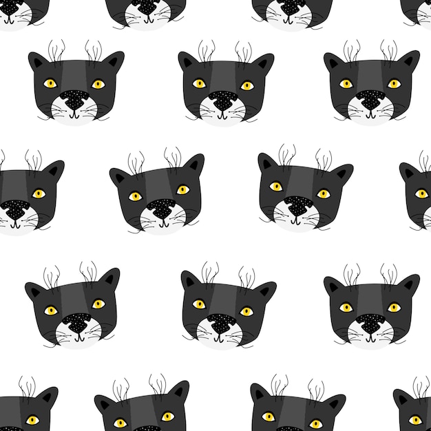 Panther. Vector seamless pattern Scandinavian style