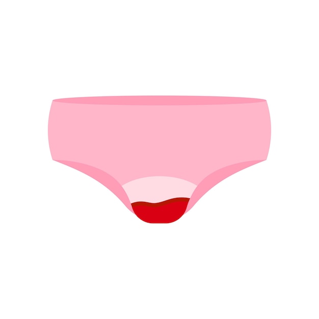 Panties with menstruation blood icon isolated on white background