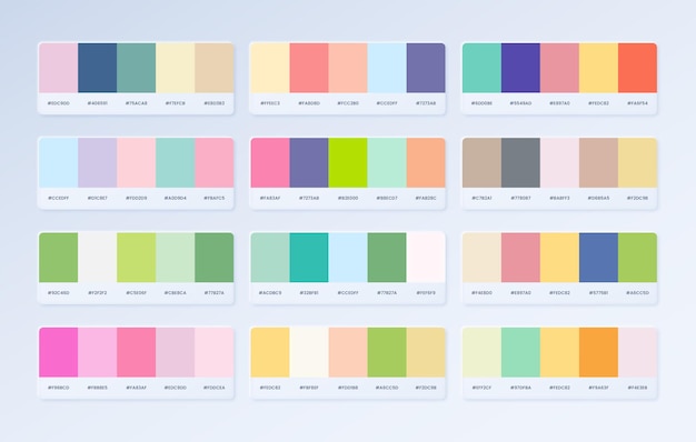 Pantone colour palette catalog samples in RGB HEX. New fashion color trend.