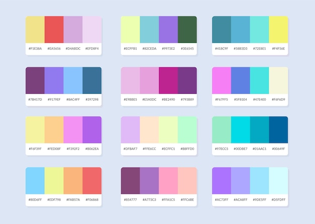 Pantone colour palette catalog samples in rgb hex