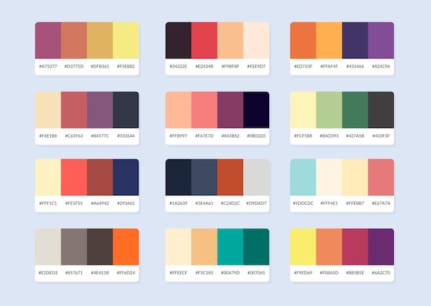 Pantone colour palette catalog samples in rgb hex