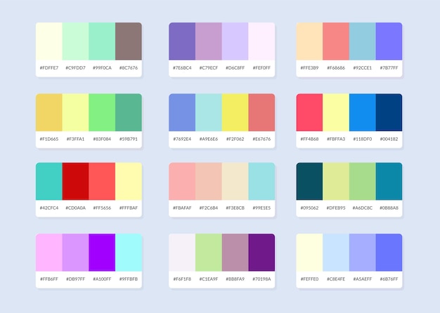 Pantone colour palette catalog samples in rgb hex