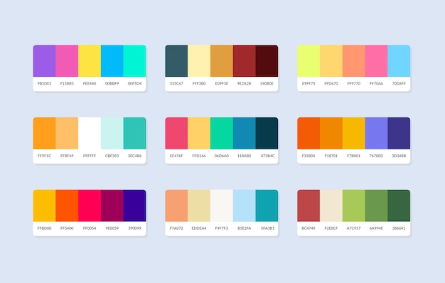 Pantone colour palette catalog samples in rgb hex