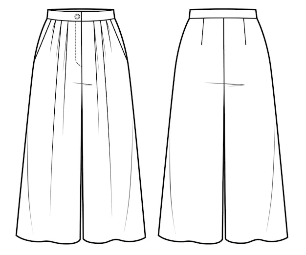 Pants culotte palazzo technical fashion illustration