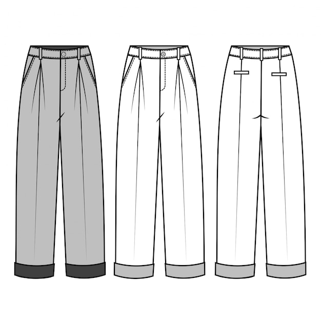 Pants for Ladies fashion Flat Template