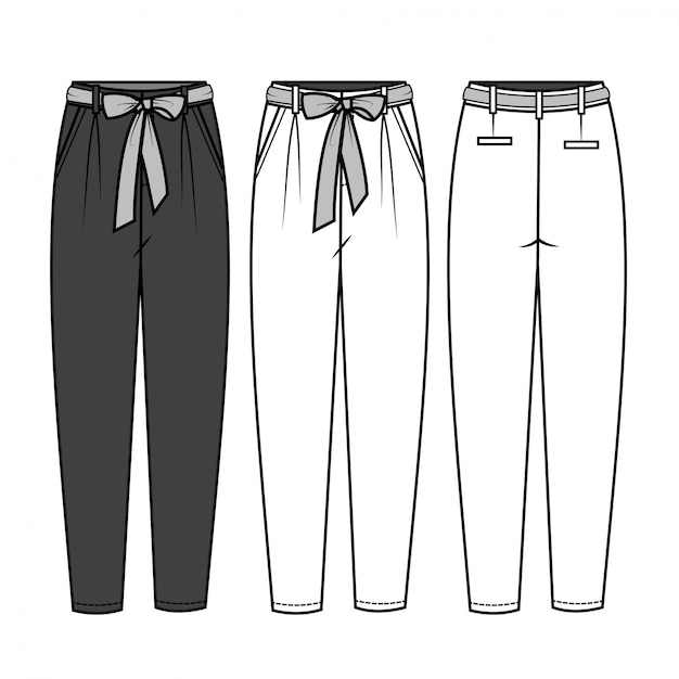 Pants for Ladies fashion Flat Template