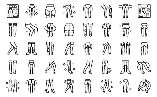 Pantyhose icons set outline vector Woman fashion