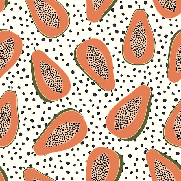 Papaya fruits seamless pattern