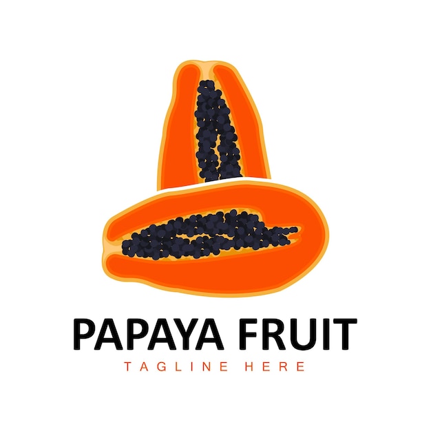 Papaya Logo Design Vitamin Fruit Vector Fruit Product Brand Illustration Icon