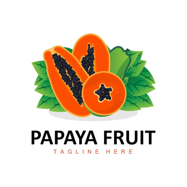 Papaya Logo Design Vitamin Fruit Vector Fruit Product Brand Illustration Icon