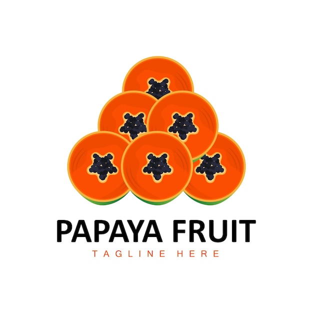 Papaya Logo Design Vitamin Fruit Vector Fruit Product Brand Illustration Icon