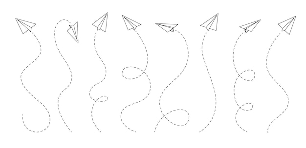 Paper airplane or plane lines vector air travel