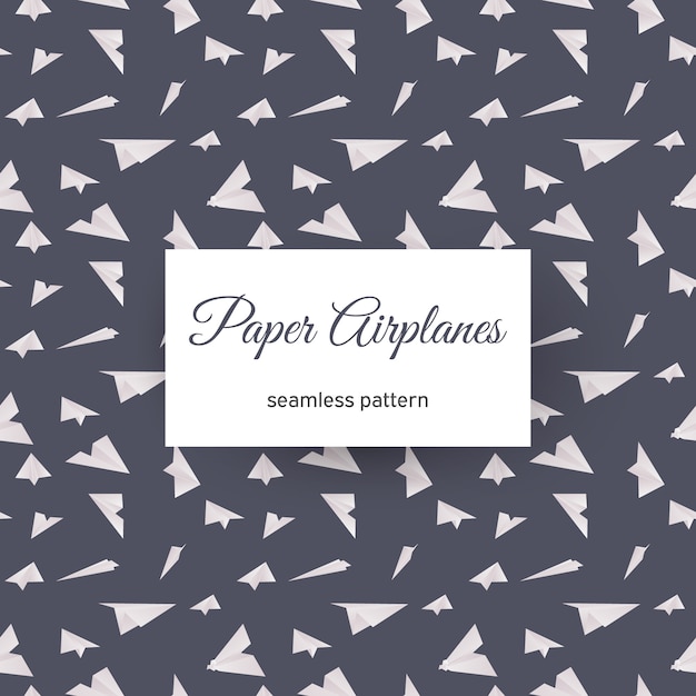 Paper airplanes seamless pattern vector background