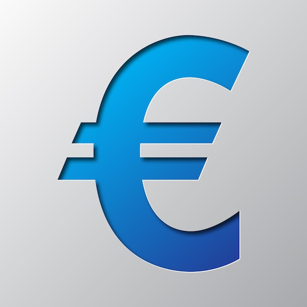 Paper art of the symbol of euro currency Vector illustration