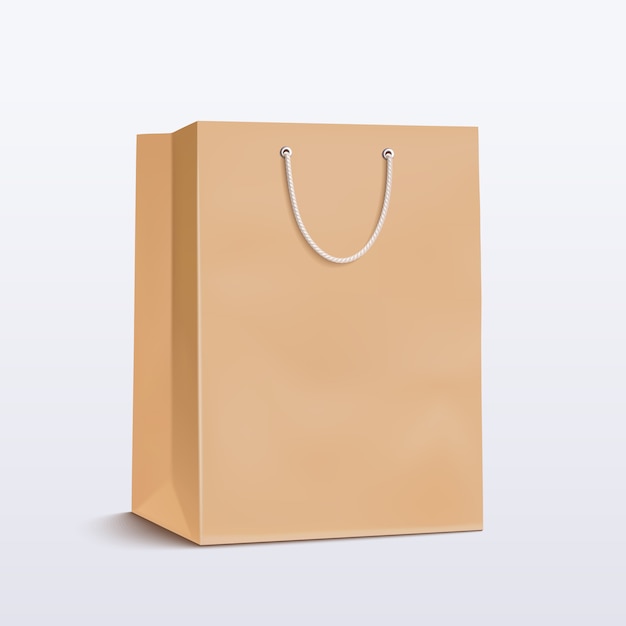 Paper bag. Craft package with handle for shopping, advertising and branding.  illustration