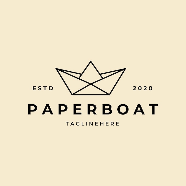 Paper boat line art minimalist logo vector symbol illustration design