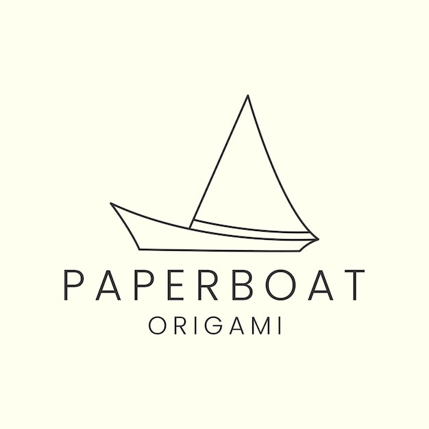 Paper boat or origami with line art style logo vector icon template illustration design