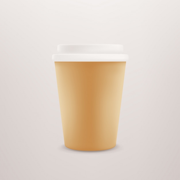 Paper coffee cup with plastic cap.