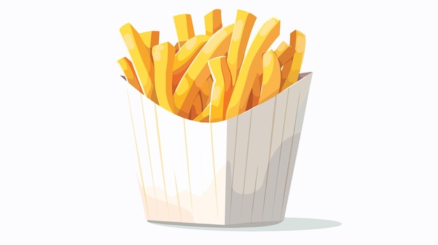 a paper container of french fries with a white background