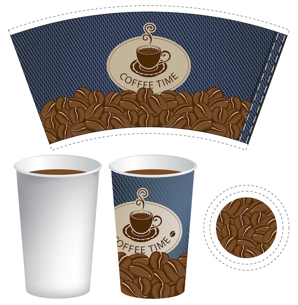 Vector paper cup template for hot drinks